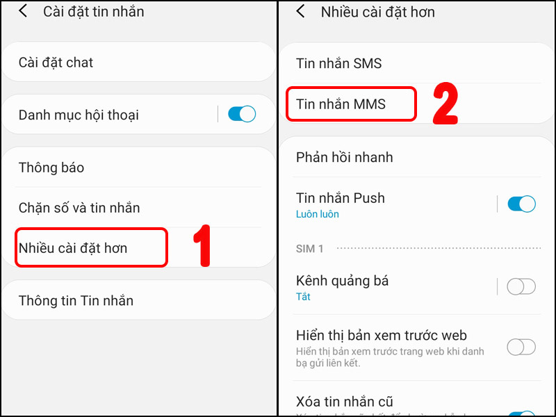 Chọn Tin nhắn MMS